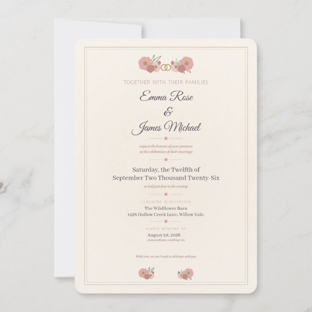 Elegant Floral Wedding Invitation (Front)