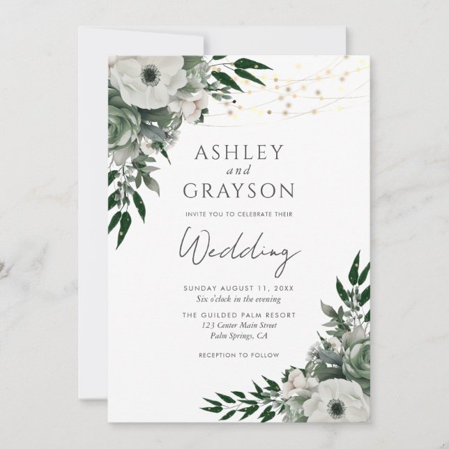 Elegant Floral Wedding Invitation (Front)