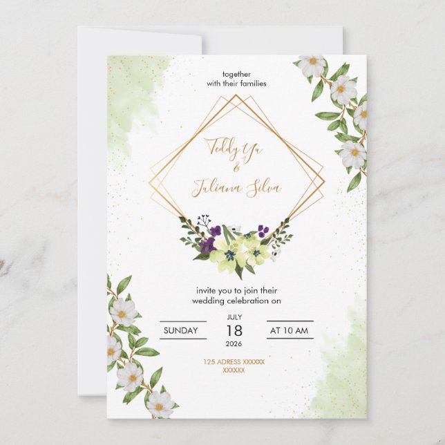 Elegant Floral Wedding Invitation (Front)