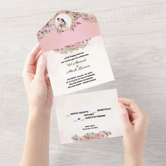 Elegant Floral Wedding Invitation  (Tearaway)