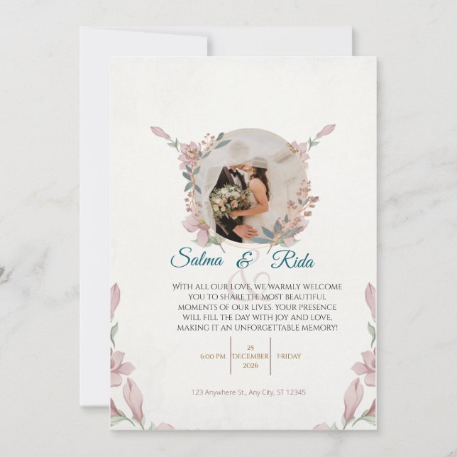 Elegant Floral Wedding Invitation (Front)