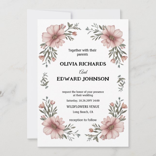 Elegant Floral Wedding Invitation (Front)