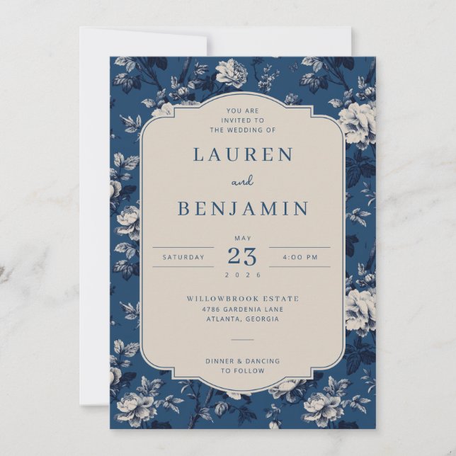 Elegant Floral Wedding Invitation (Front)