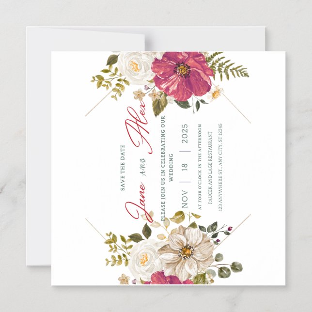🌸 Elegant Floral Wedding Invitation 🌸 (Front)