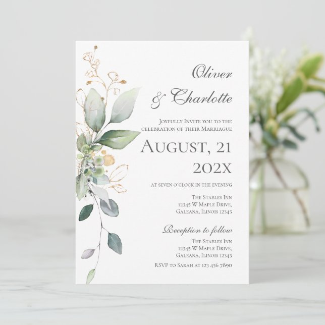 Elegant Floral Wedding Invitation (Standing Front)
