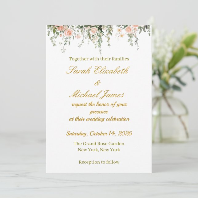 Elegant Floral Wedding Invitation | (Standing Front)