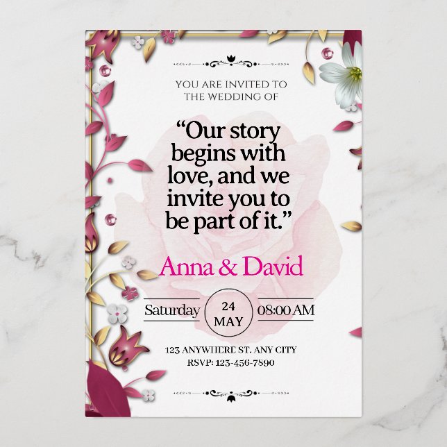 Elegant Floral Wedding Invitation (Front)