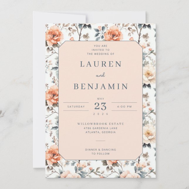 Elegant Floral Wedding Invitation (Front)