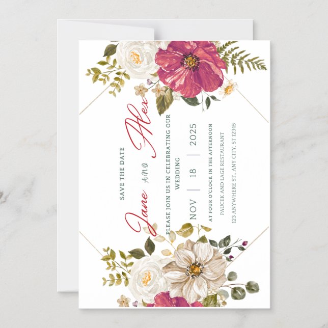 🌸 Elegant Floral Wedding Invitation 🌸 (Front)