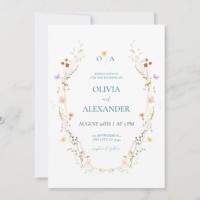 Elegant Floral Wedding Invitation (Front)