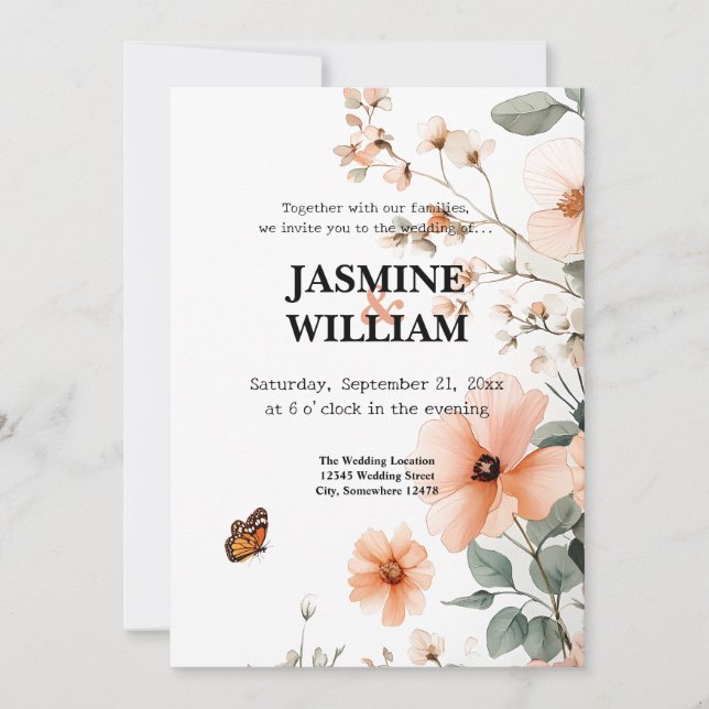 Elegant Floral Wedding Invitation (Front)