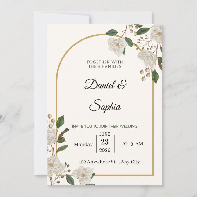 Elegant Floral Wedding Invitation (Front)