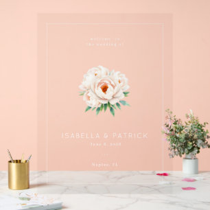Elegant Floral Wedding Invitation Acrylic Sign