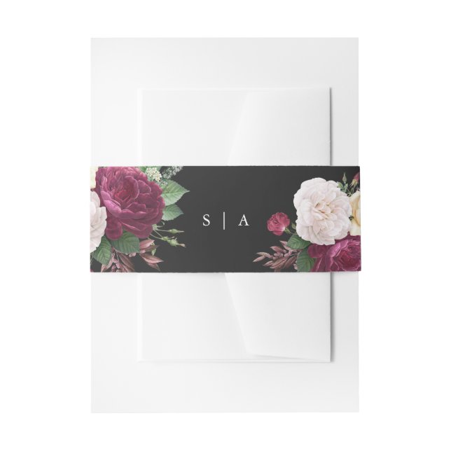 Elegant Floral Wedding Invitation Belly Band (Front Example)