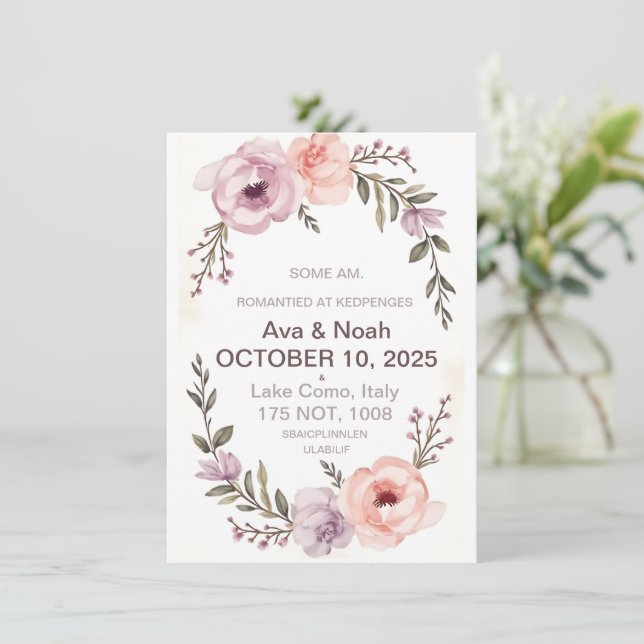Elegant Floral Wedding Invitation | Blush  (Standing Front)