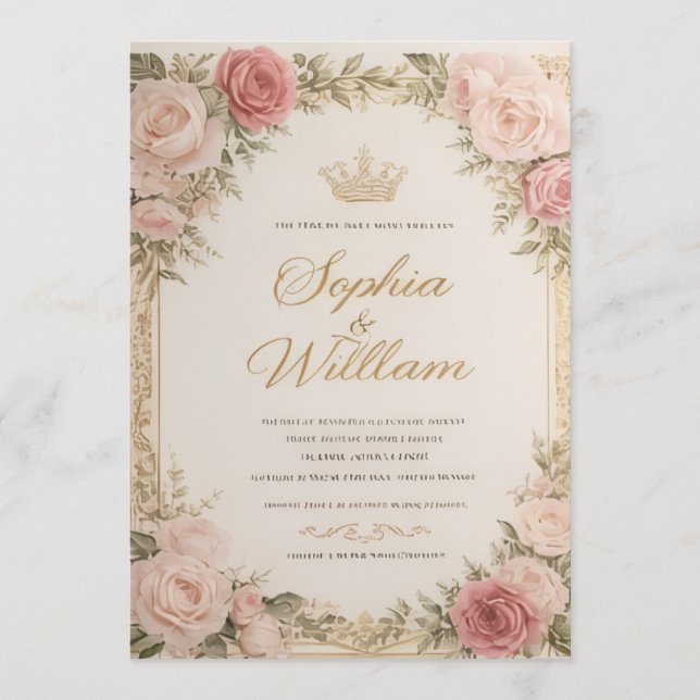 Elegant Floral Wedding Invitation Card (Front)