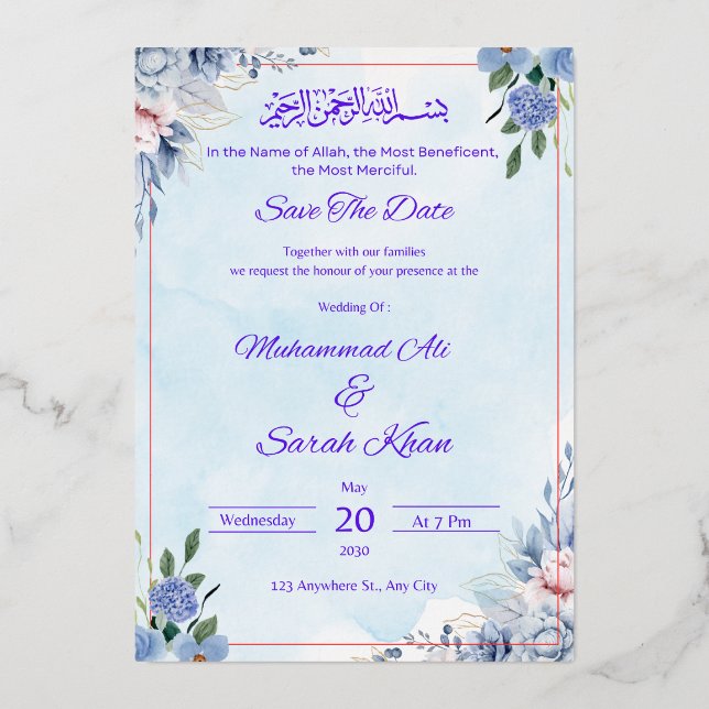 Elegant Floral Wedding Invitation Card (Front)