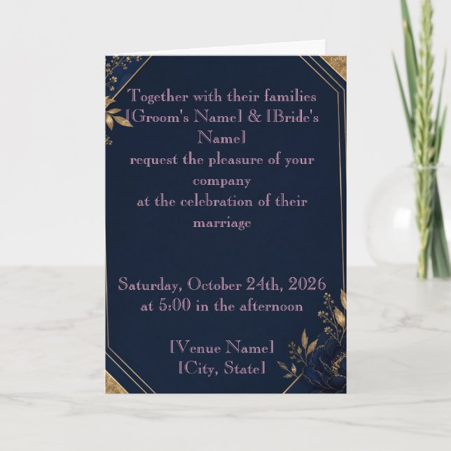 Elegant Floral Wedding Invitation Card | Romantic  (Front)