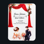 Elegant Floral Wedding Invitation Card – Romantic  Magnet<br><div class="desc">Celebrate love with this elegant floral wedding invitation card featuring a romantic bride and groom design. Perfect for couples who want a timeless and stylish wedding invite, beautifully decorated with soft pink flowers and delicate details. Ideal for weddings, engagements, bridal showers, and anniversaries. Customise with your names, date, and venue...</div>