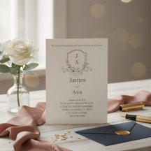 ELEGANT Floral Wedding Invitation - Chic Monogram 