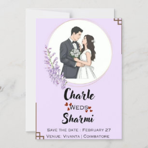 Elegant Floral wedding Invitation   couple card
