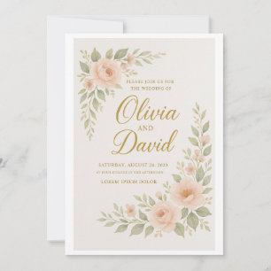 "Elegant Floral Wedding Invitation   Customisable 