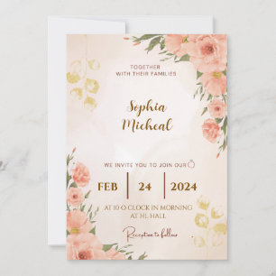 Elegant Floral Wedding Invitation Customisable T