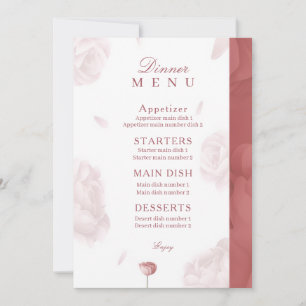 Elegant Floral Wedding Invitation & Dinner Menu Ca