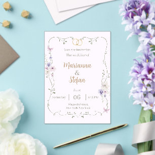 Elegant Floral Wedding Invitation Editable Custom