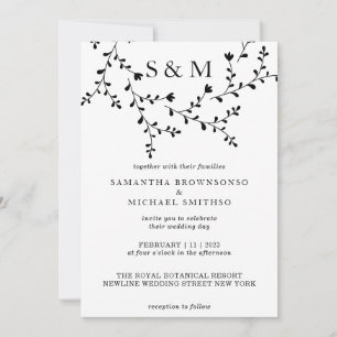 Elegant Floral Wedding Invitation in White