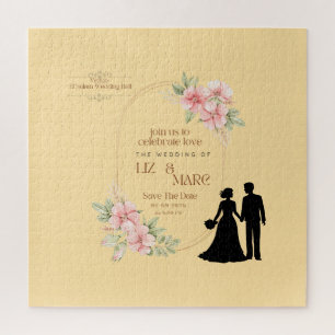 Elegant Floral Wedding Invitation Jigsaw Puzzle