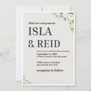 Elegant Floral Wedding Invitation Minimal Classi