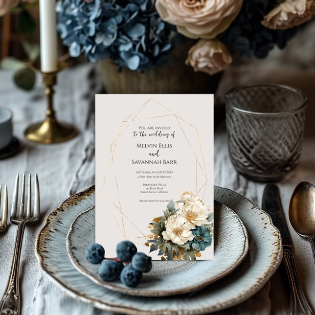 Elegant floral wedding invitation modern script (Creator Uploaded)
