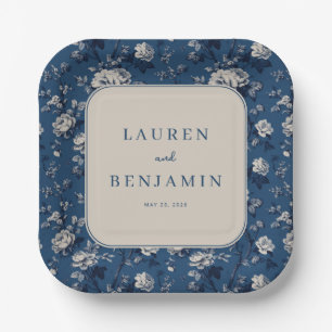 Elegant Floral Wedding Invitation Paper Plate
