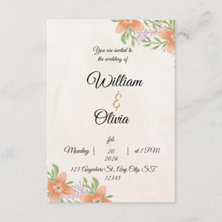 Elegant Floral Wedding Invitation | Peach & Green 
