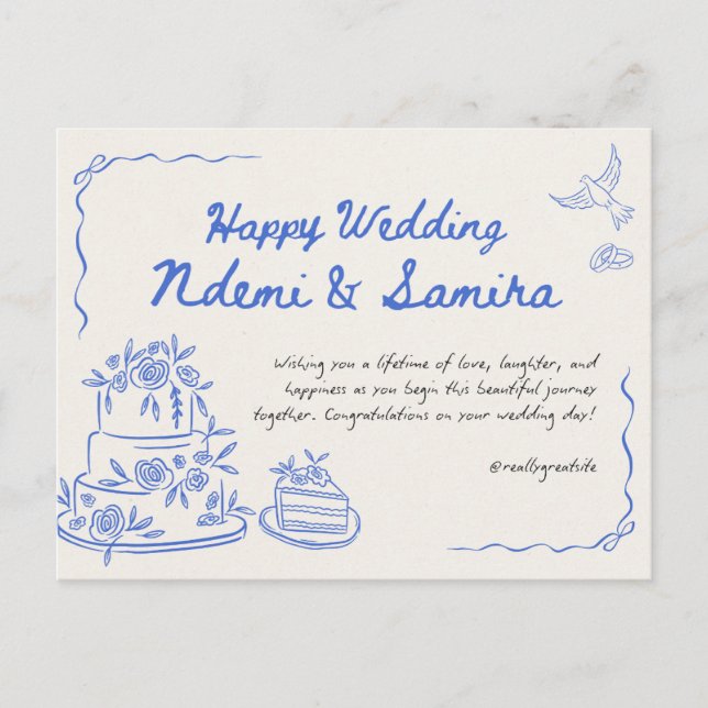 Elegant Floral Wedding Invitation Postcard (Front)