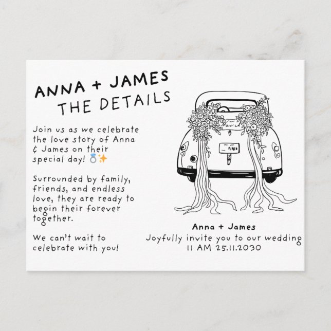 Elegant Floral Wedding Invitation Postcard (Front)