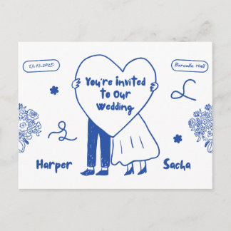 Elegant Floral Wedding Invitation Postcard 