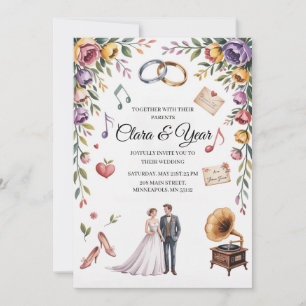 Elegant Floral Wedding Invitation   Romantic Garde