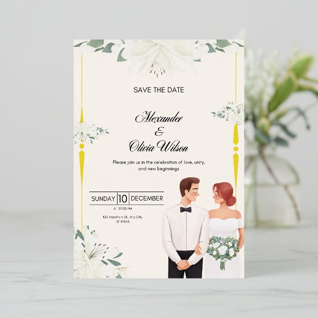 Elegant Floral Wedding Invitation | Save the Date  (Standing Front)