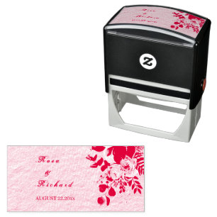 Elegant Floral Wedding Invitation Self-inking Stamp