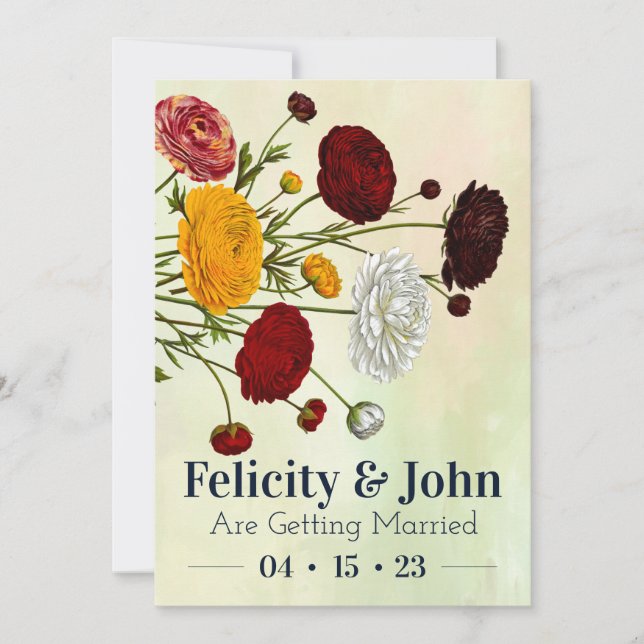Elegant Floral Wedding Invitation Set (Front)