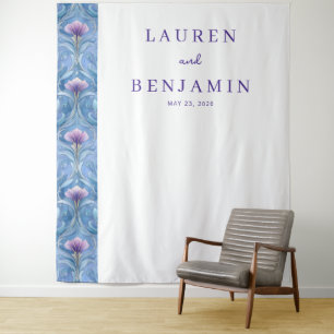 Elegant Floral Wedding Invitation Tapestry