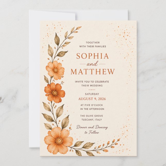 Elegant Floral Wedding Invitation Template (Front)