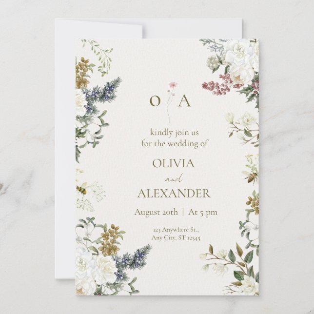 Elegant Floral Wedding Invitation Template (Front)