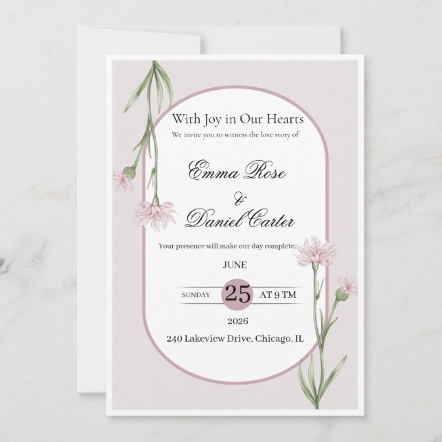 Elegant Floral Wedding Invitation Template | Luxur (Front)