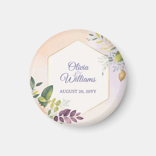 Elegant Floral Wedding Invitation Template Magnet (Front)