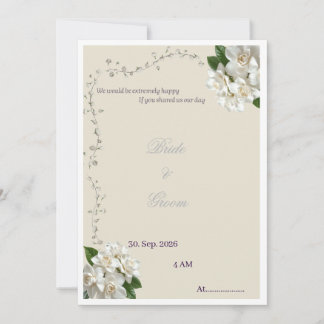 Elegant Floral Wedding Invitation Template, Minima