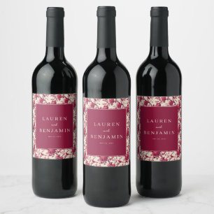 Elegant Floral Wedding Invitation Wine Label