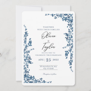 Elegant Floral Wedding Invitation with Gold